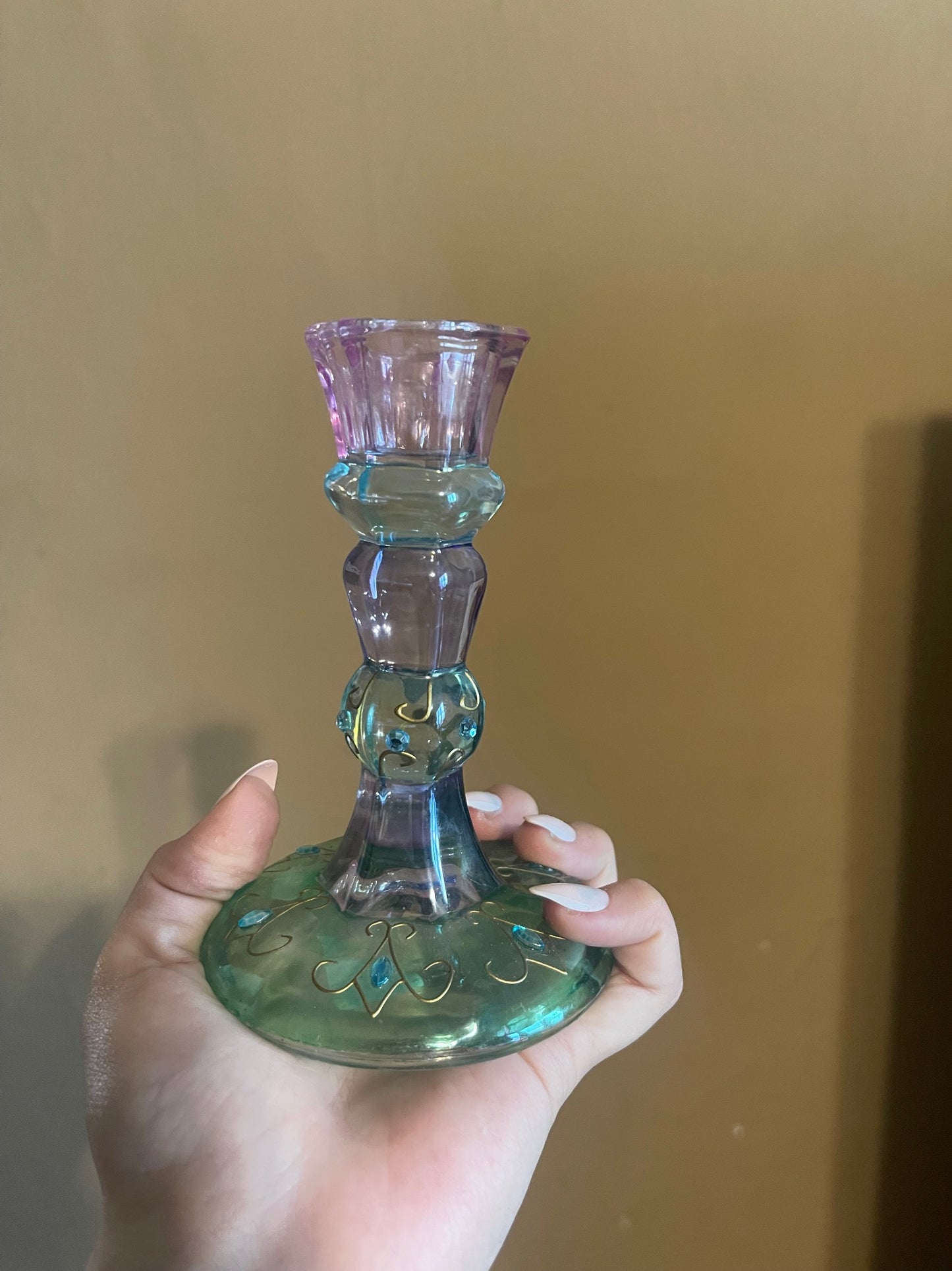 Purple and green candlestick
